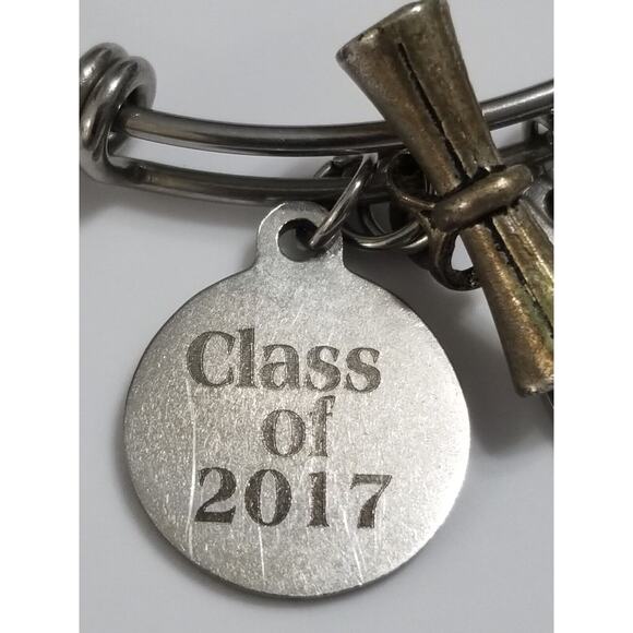 FOUR bracelets 2 1/2 " 1-Alex & Ani with J/ 1-grad bracelet/1- daughter/1-soccer - Picture 11 of 16